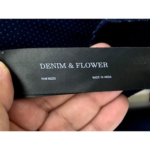 Denim & Flower Ricky Singh Polka Dots Blue Button Shirt Mens S Classic Preppy - Picture 5 of 6